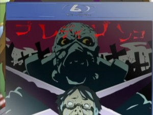 Yeah... K-ON! endorses Blu-ray... but wait... didn't a very familar series also shown a Blu-ray Disk.