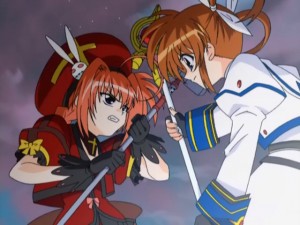 Vita and Nanoha dukes it out with a duel between each other.