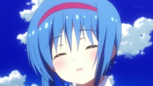 Mio finally smiles.