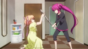 Komari can also stop a sword quite perfectly.