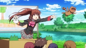 It seems that she is having a lot of fun.