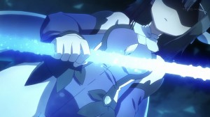 A mysterious girl dresses in blue saves the day.