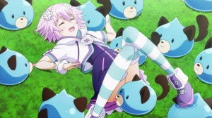 Neptune is having more fun getting licked by these creatures instead of defeating them.