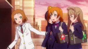 Yep, Honoka finally meets A-RISE, their future rivals in person.
