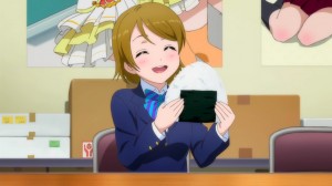 Hanayo sure loves rice balls!