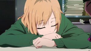 It seems that the pressure got to Aoi that she fell asleep on the job