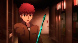 After Rin threw everything she got at Shirou, he manages to survive.