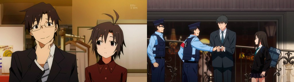 Compared to the game, the Producer is protrayed differently between the two games (Left- Main Right- Cinderella Girls)