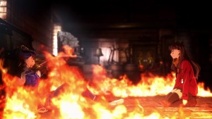 Rin shares her final farewells to Lancer before leaving.