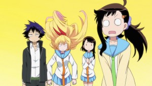 Haru is surprised that Raku has such a big harem.