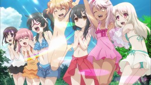 It's the beach, oh wait... why did Tatsuko took off her swimsuit?