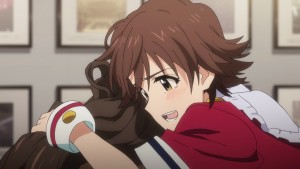 After Uzuki shows up, Mio and Rin hugs her while they cried.
