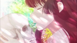 After looking at her kiss a skull, you know that she is strange.