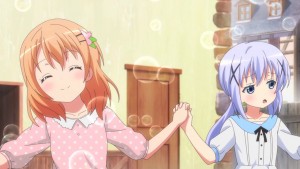 It seems that Cocoa enjoys Chino stepping on her foot.